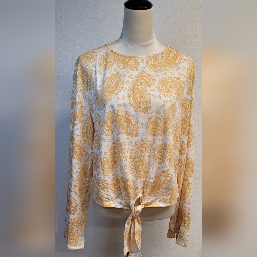 Good luck gem Nordstrom parsley long sleeves blouse white - Mustard